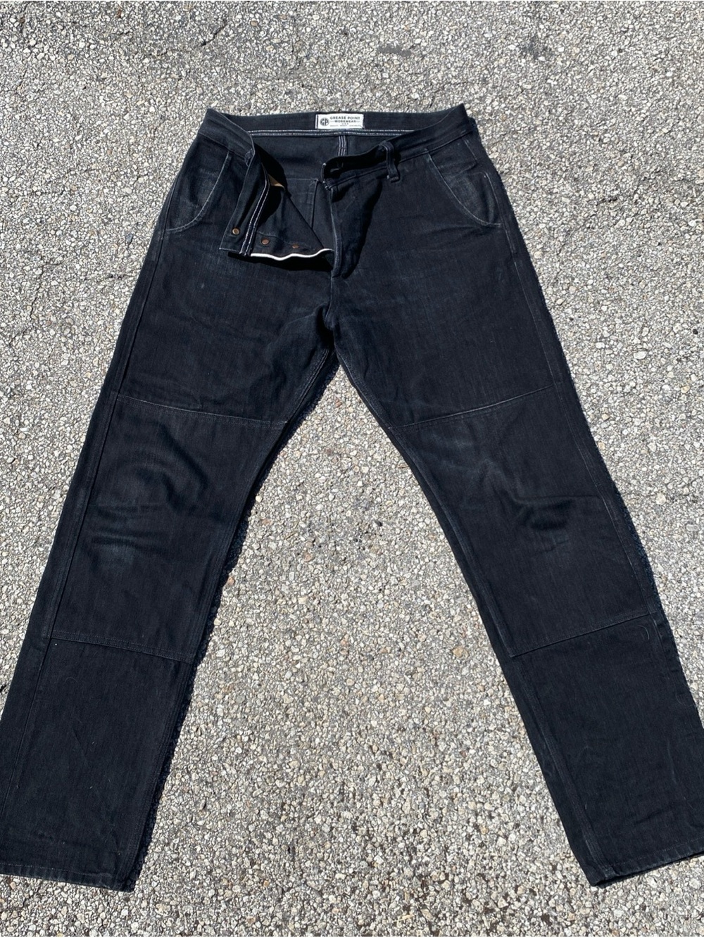 Grease Point Workwear Work Trouser -15 oz Black Selvedge Denim 32